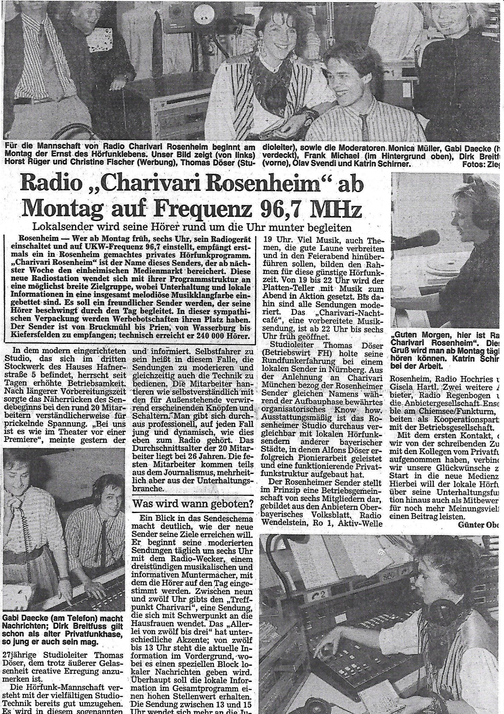 1989 - Zeitungsartikel zum Sendestart